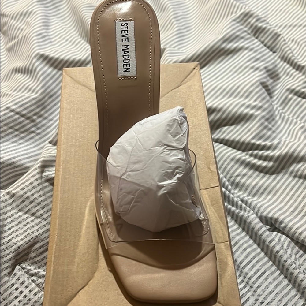 Clear open toe Steve Madden heel